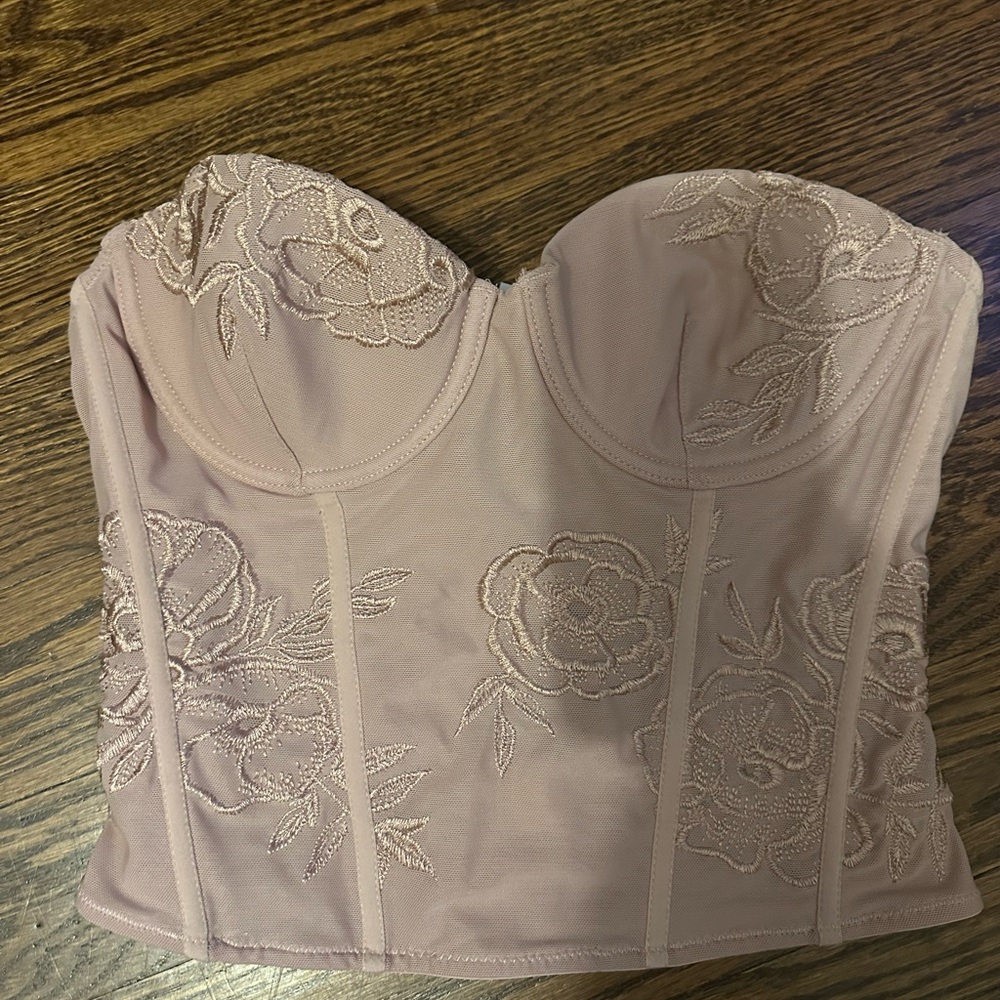 Elegant Pink Floral Bustier Top
